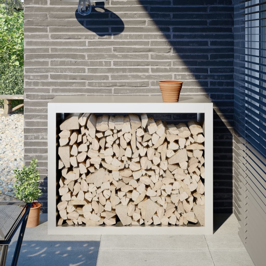 Brændestativ i stål - 100 × 40 × 80 cm, hvid