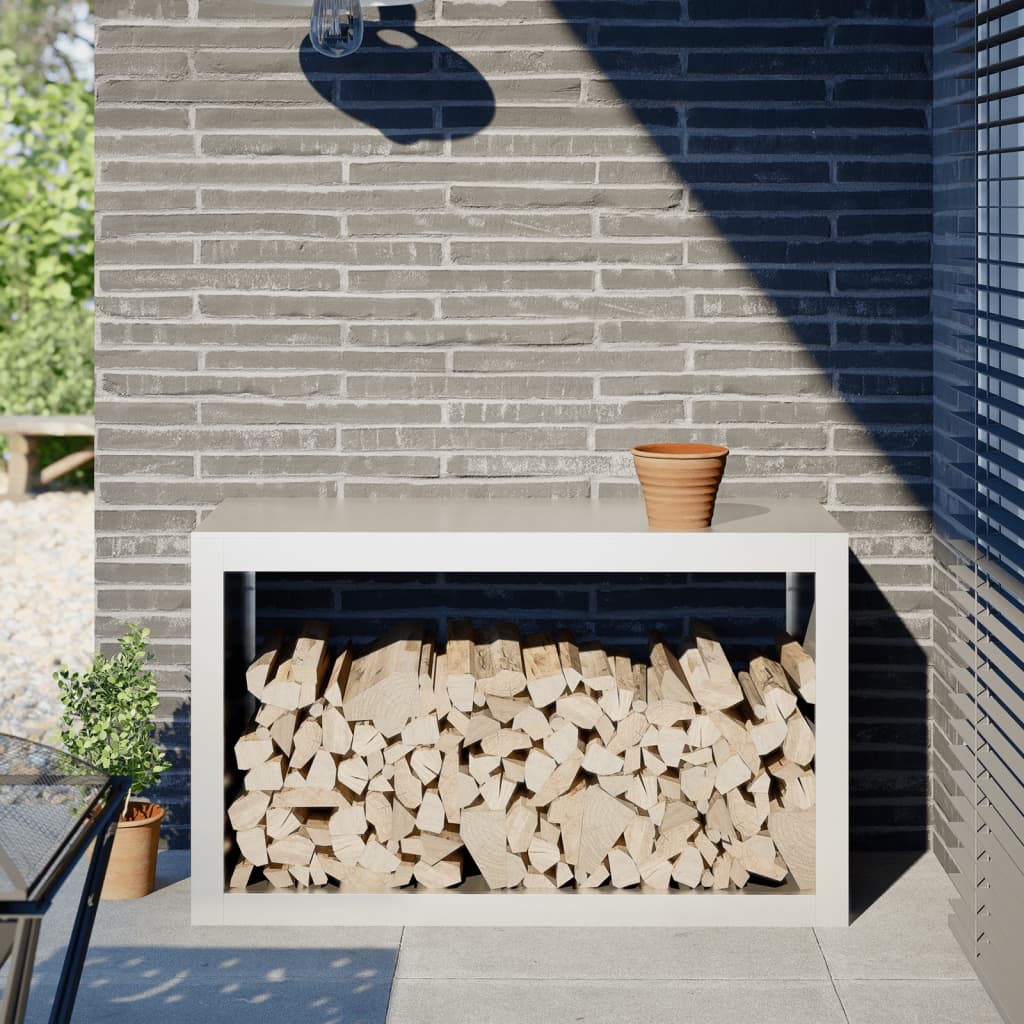 brændestativ 100x40x60 cm stål hvid billede