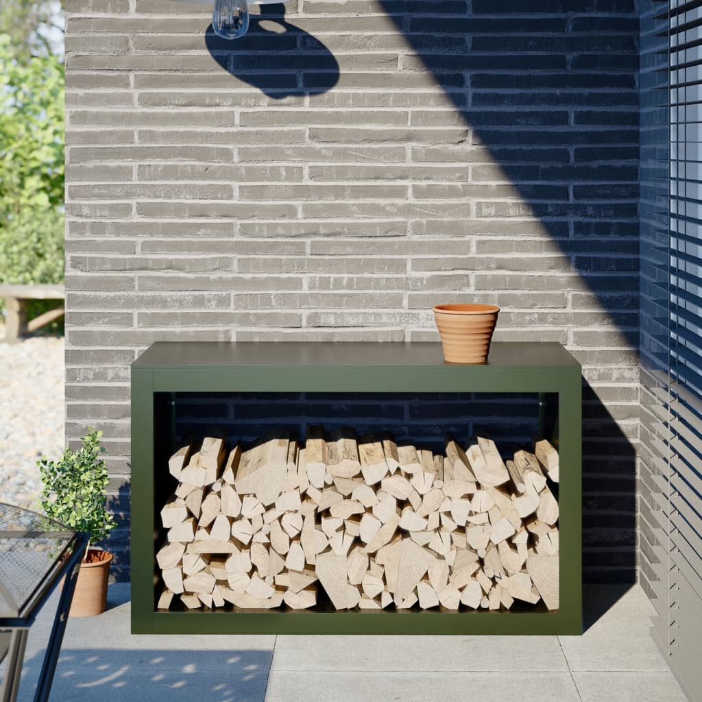 brændestativ 100x40x60 cm stål grøn