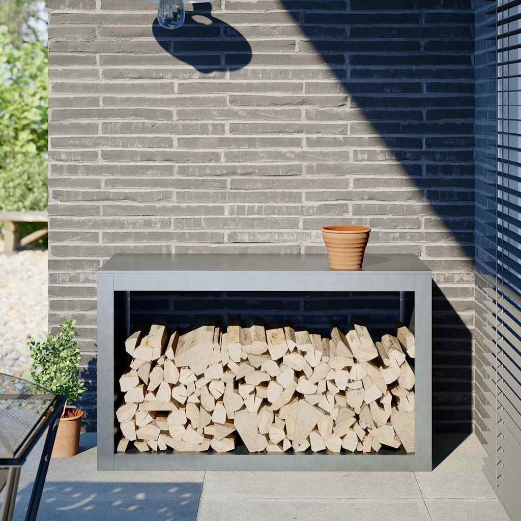 Brændestativ 100×40×60 cm i galvaniseret stål - brændeopbevaring til inde/ude