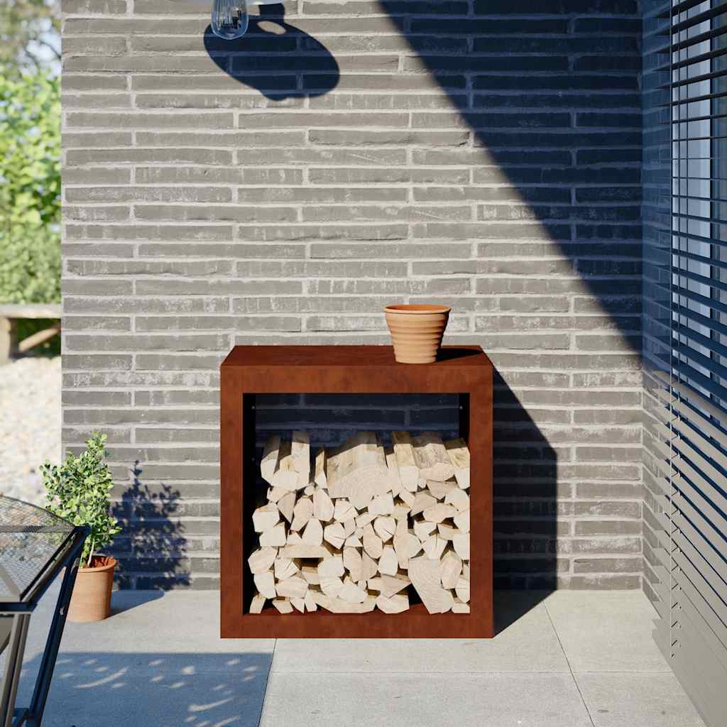 Brændestativ Stål Hvid - Forvitret stål/Brun / 60 x 40 x 60 cm