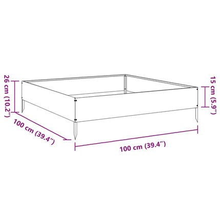 højbed 100x100x26 cm stål sort