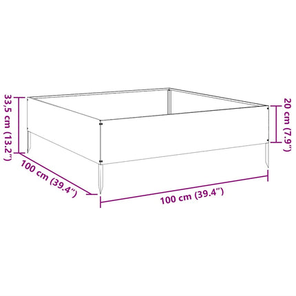 højbed 100x100x33,5 cm galvaniseret stål