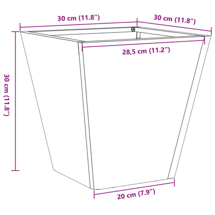 plantekasse 30x30x30 cm stål sort