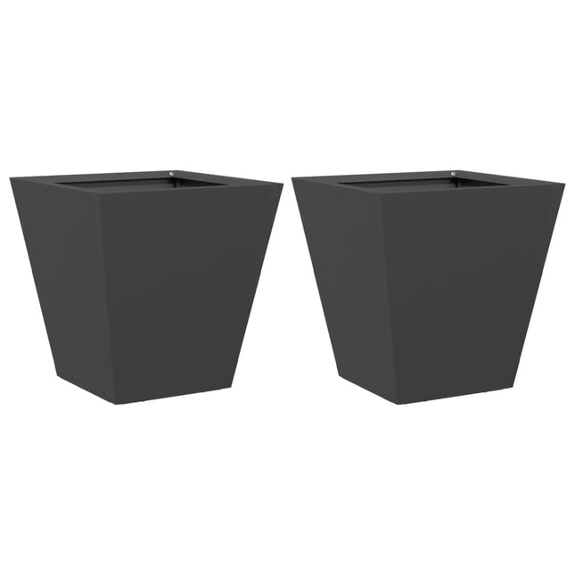 plantekasser 2 stk. 30x30x30 cm stål sort