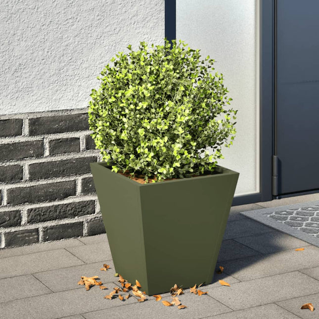 plantekasser 2 stk. 30x30x30 cm stål olivengrøn