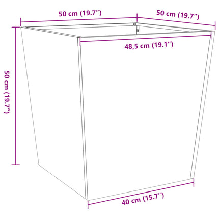 plantekrukke 50x50x50 cm stål sort