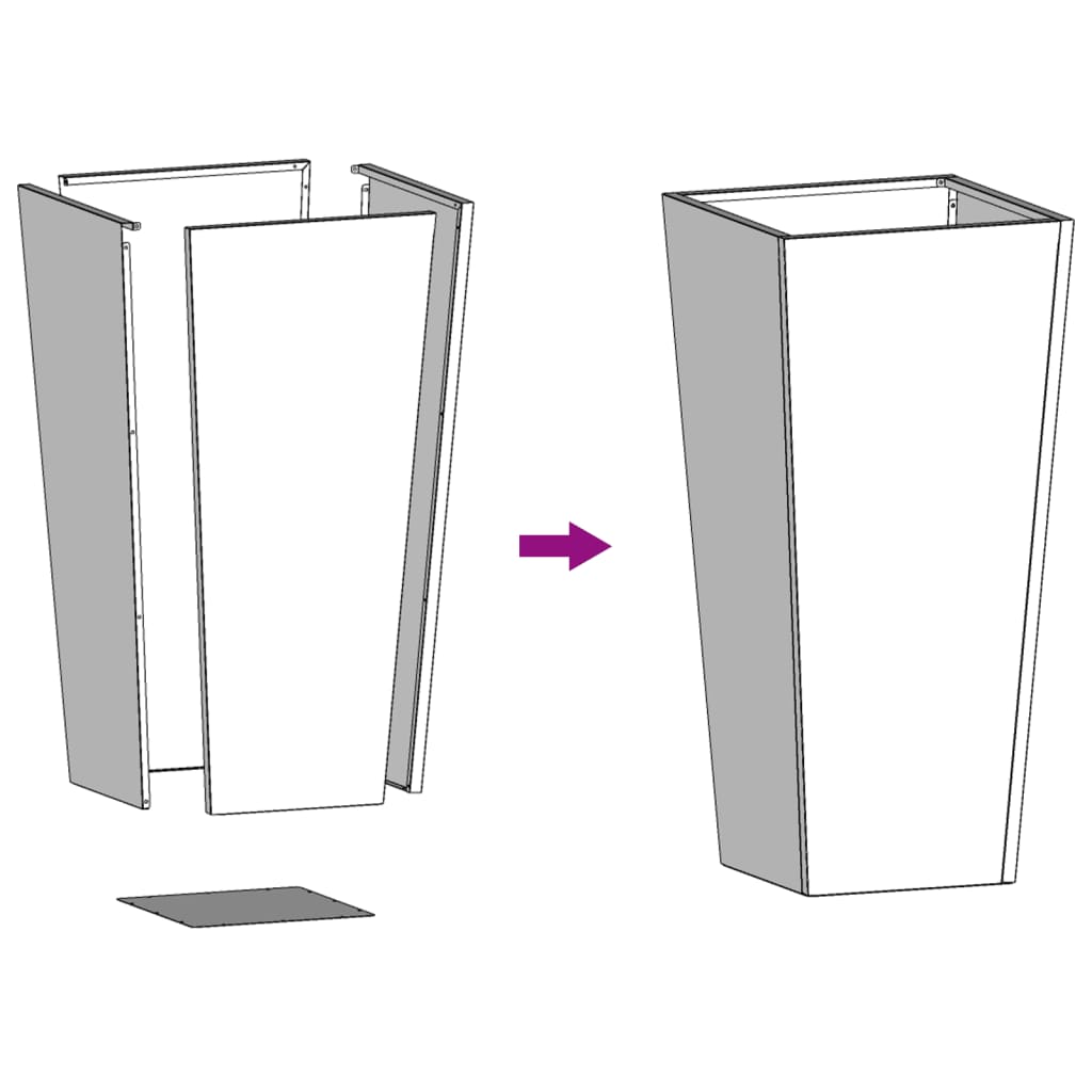 plantekrukker 2 stk. 35x35x75 cm stål antracitgrå