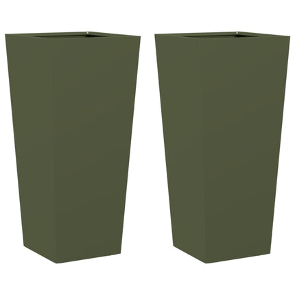 plantekrukker 2 stk. 35x35x75 cm stål olivengrøn