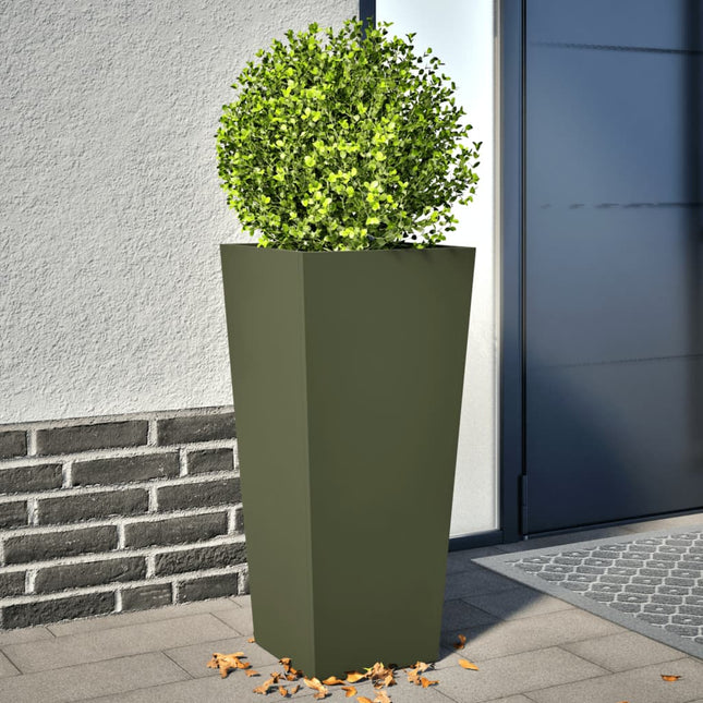 plantekrukker 2 stk. 35x35x75 cm stål olivengrøn