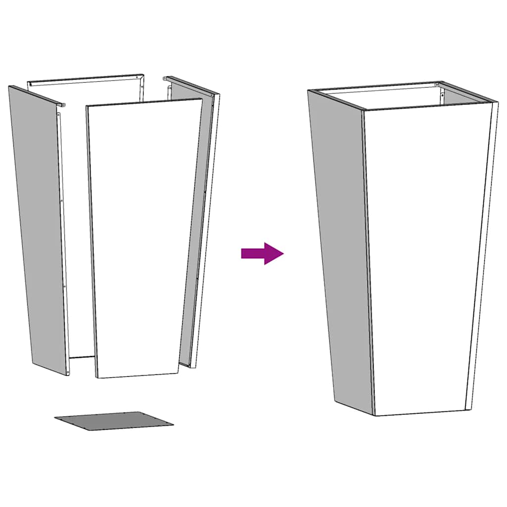 plantekrukker 2 stk. 35x35x75 cm galvaniseret stål