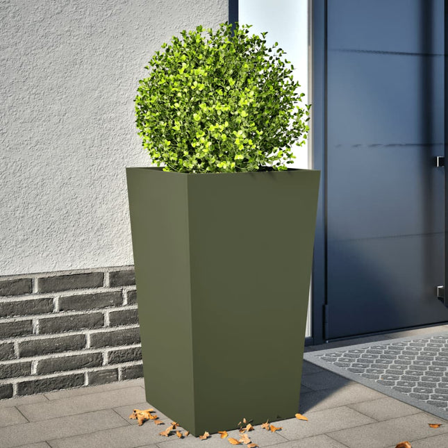 plantekrukker 2 stk. 45x45x75 cm stål olivengrøn