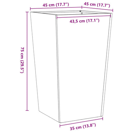 plantekrukke 45x45x75 cm rustfrit stål