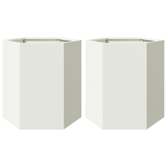 Havekrukker 2 stk. 46x40x45 cm sekskantet stål hvid