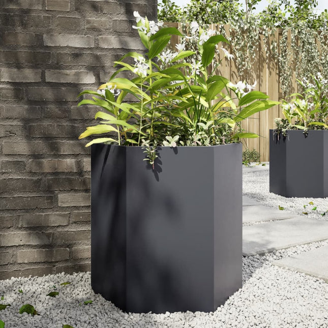 plantekasse 46x40x45 cm sekskantet stål antracitgrå