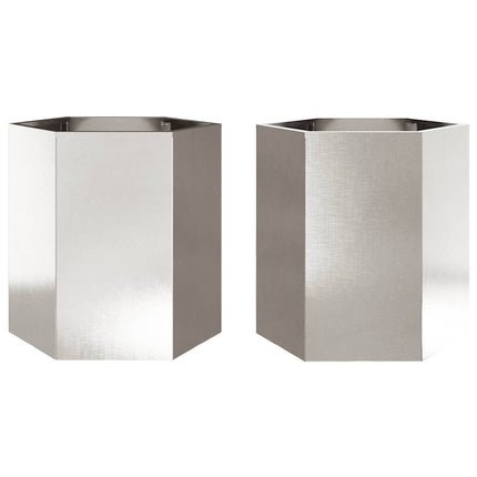 Havekrukker 2 stk 46x40x45 cm sekskantet rustfrit stål sort