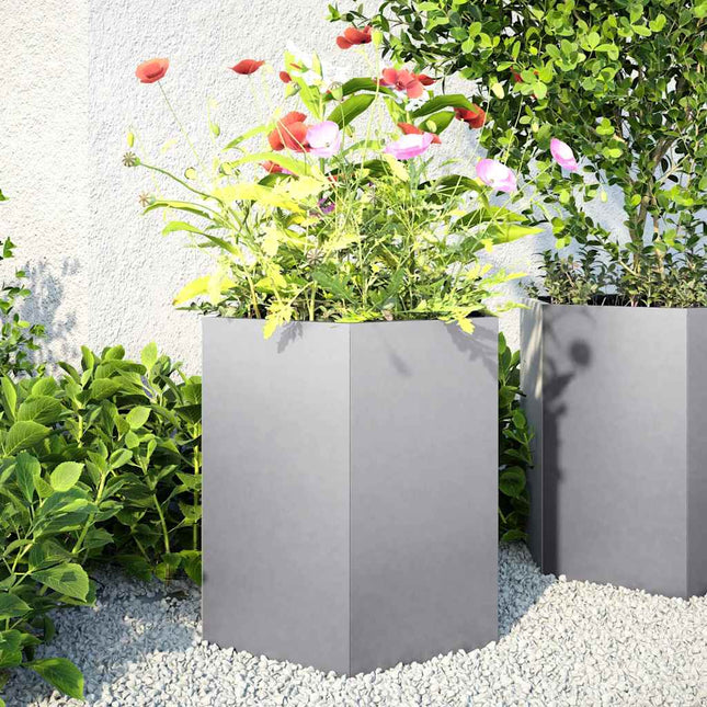 Havekrukker 2 stk 46x40x45cm sekskantet galvaniseret stål sort