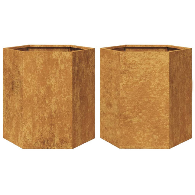 Havekrukker 2 stk 46x40x45 cm sekskantet Forvitringsstål