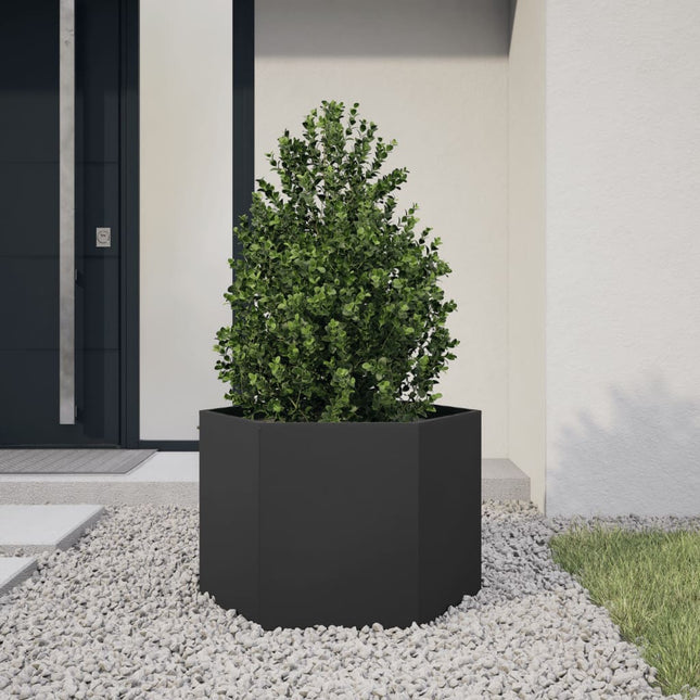 plantekasse 69x60x45 cm sekskantet stål sort