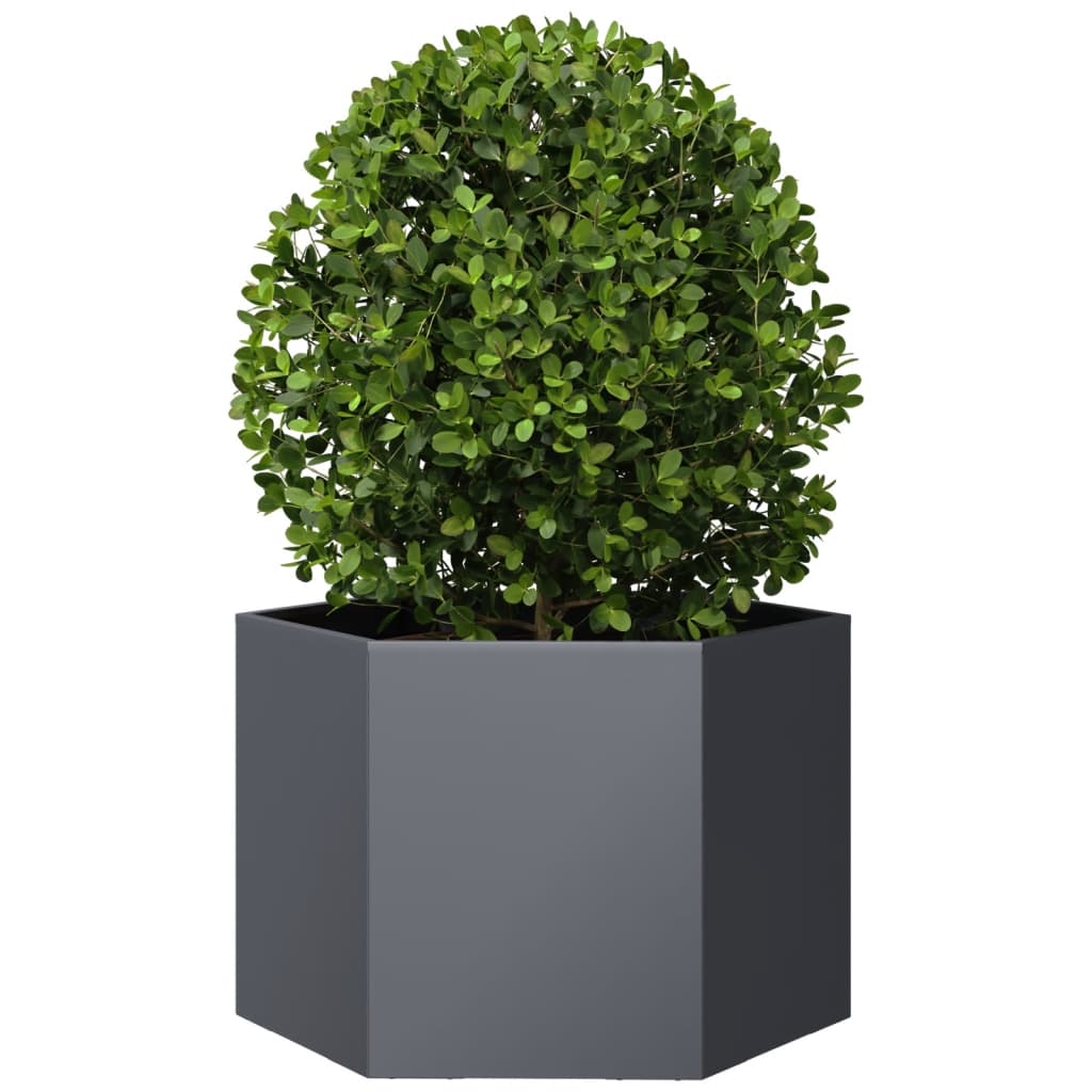 plantekasse 69x60x45 cm sekskantet stål antracitgrå