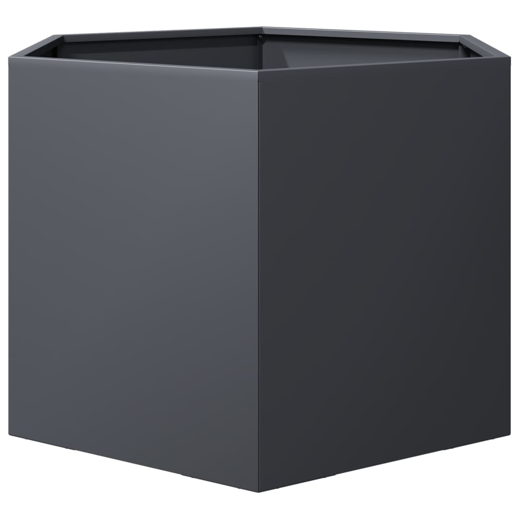 plantekasse 69x60x45 cm sekskantet stål antracitgrå