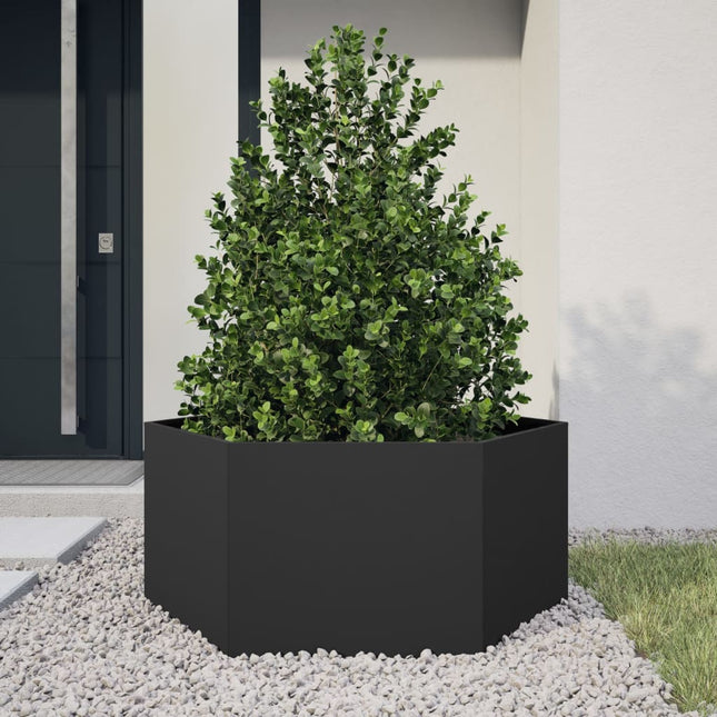 plantekasse 104x90x45 cm sekskantet stål sort