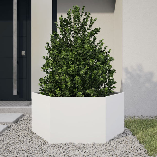 plantekasse 104x90x45 cm sekskantet stål hvid