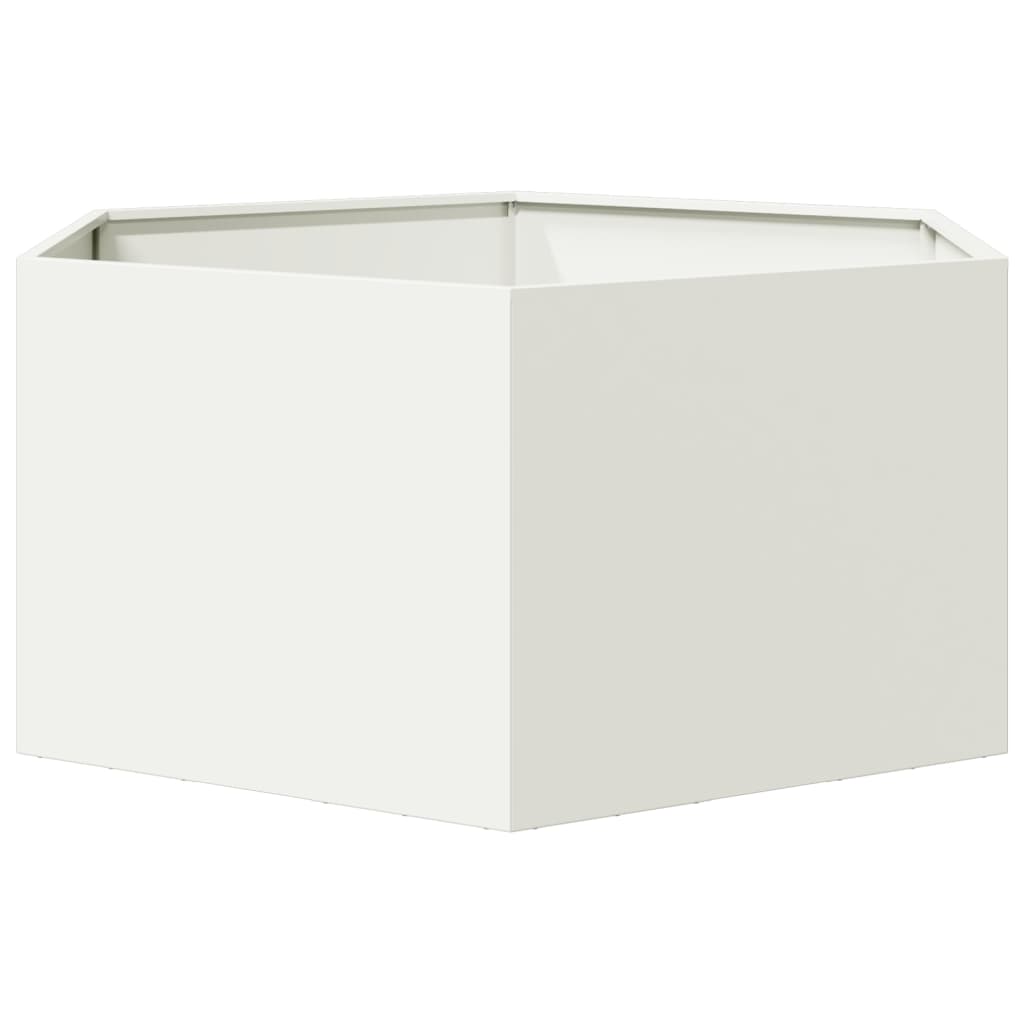 plantekasse 104x90x45 cm sekskantet stål hvid