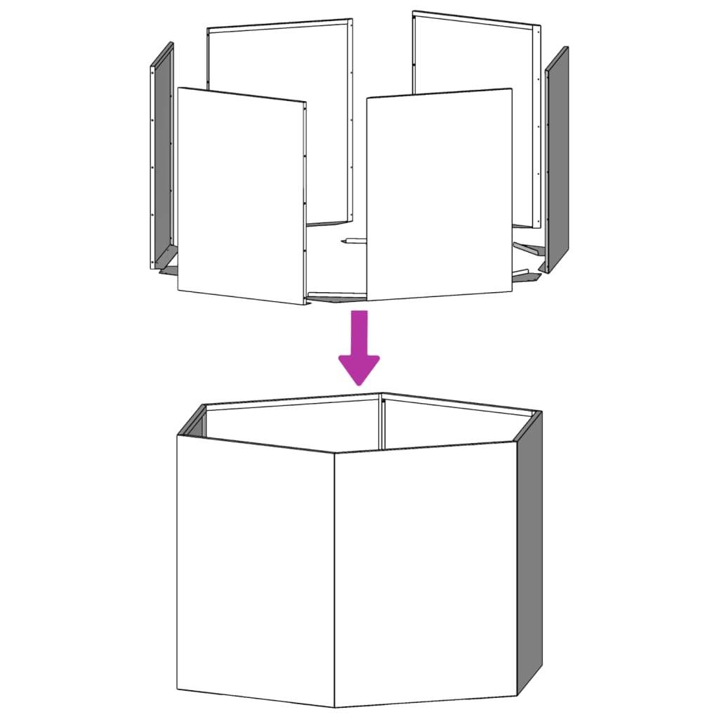 plantekasse 104x90x45 cm sekskantet stål hvid