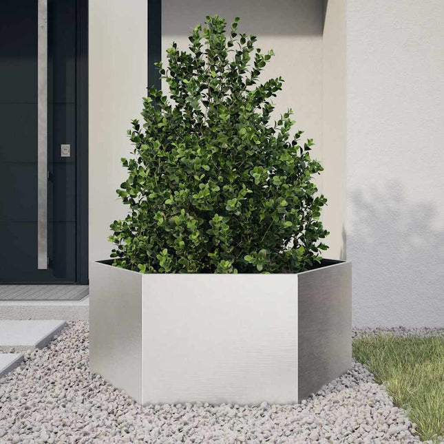 plantekrukke 104x90x45 cm sekskantet rustfrit stål