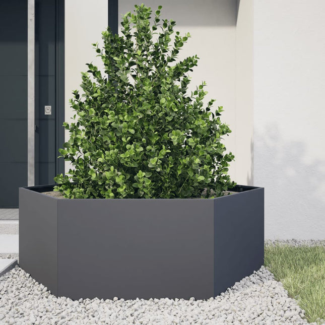 plantekasse 138x120x45 cm sekskantet stål antracitgrå