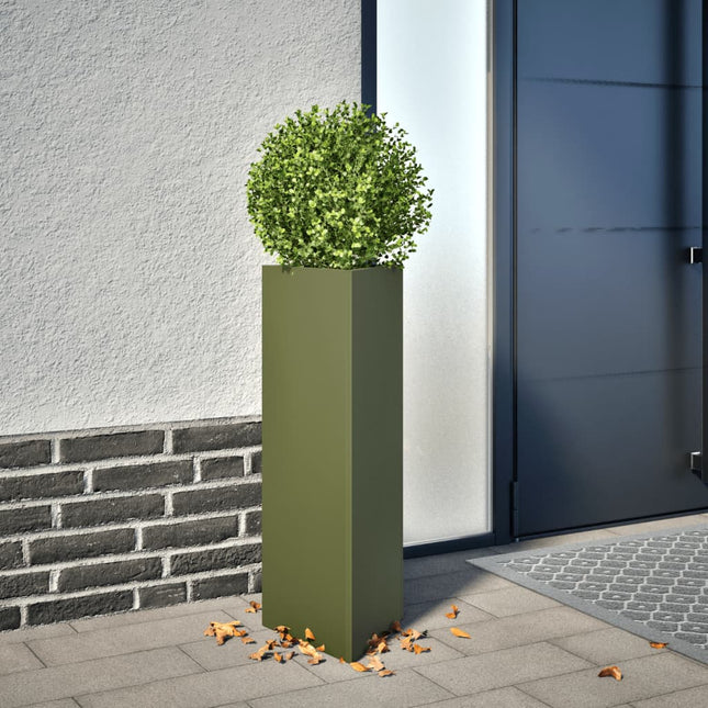 plantekrukke 30x26x75 cm trekantet stål olivengrøn