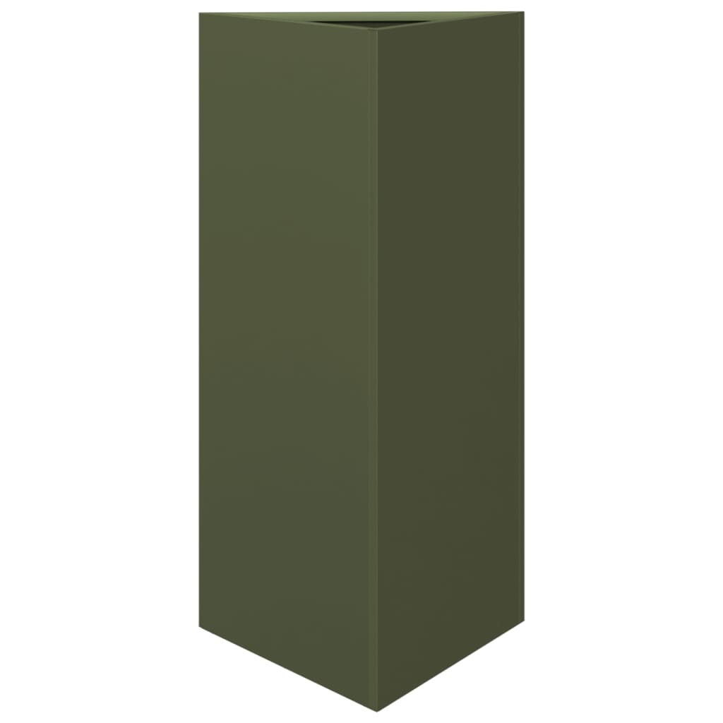 plantekasser 2 stk. 40x34,5x75 cm trekantet stål olivengrøn