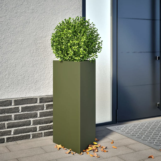plantekasser 2 stk. 40x34,5x75 cm trekantet stål olivengrøn