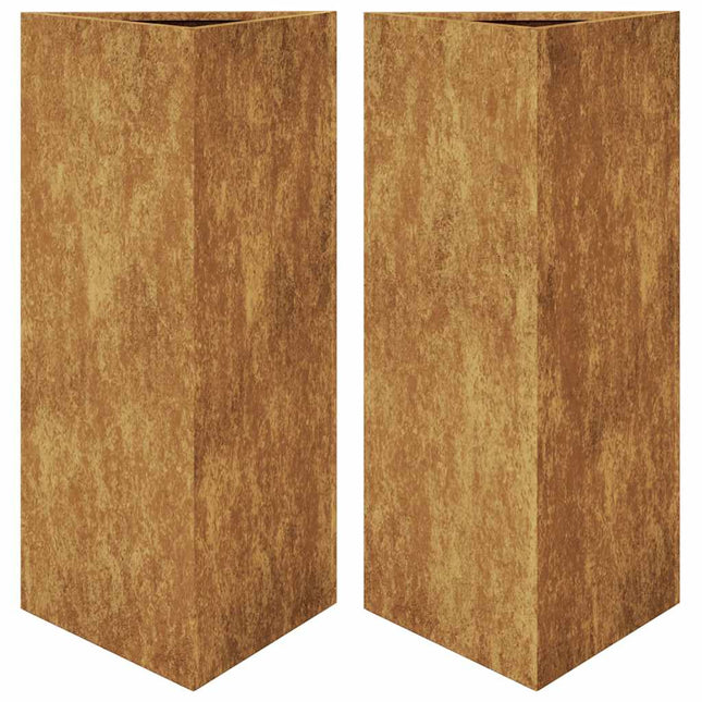 plantekasser 2stk. 40x34,5x75 cm trekantet vejrbestandigt stål