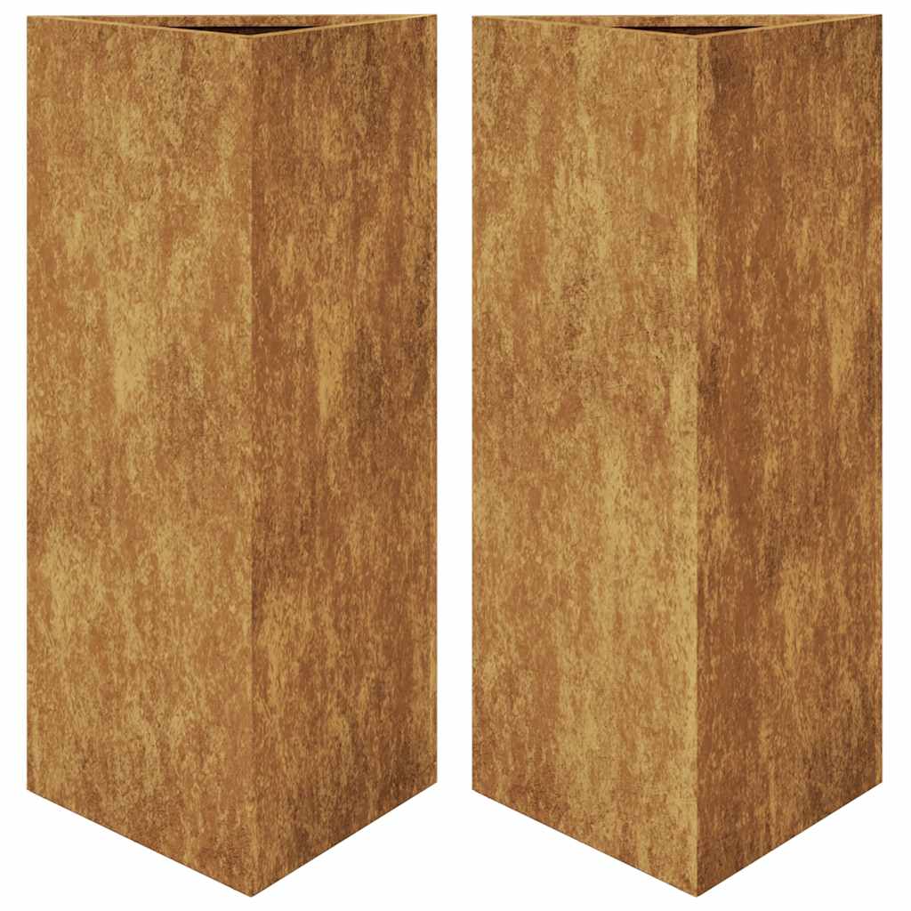 plantekasser 2stk. 40x34,5x75 cm trekantet vejrbestandigt stål