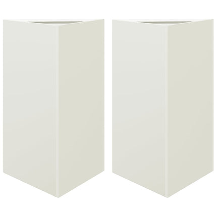 plantekasser 2 stk. 50x43x75 cm trekantet stål hvid