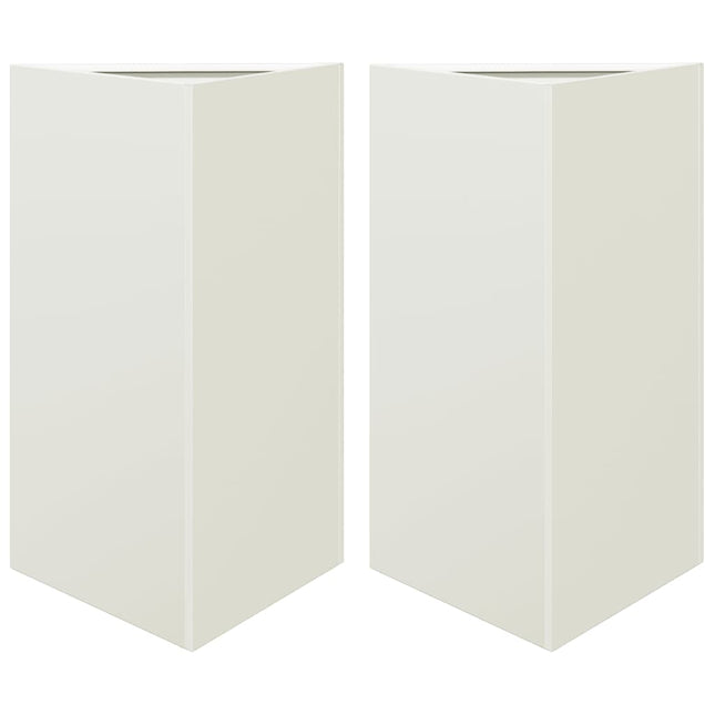plantekasser 2 stk. 50x43x75 cm trekantet stål hvid
