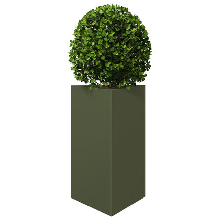 plantekasser 2 stk. 50x43x75 cm trekantet stål olivengrøn