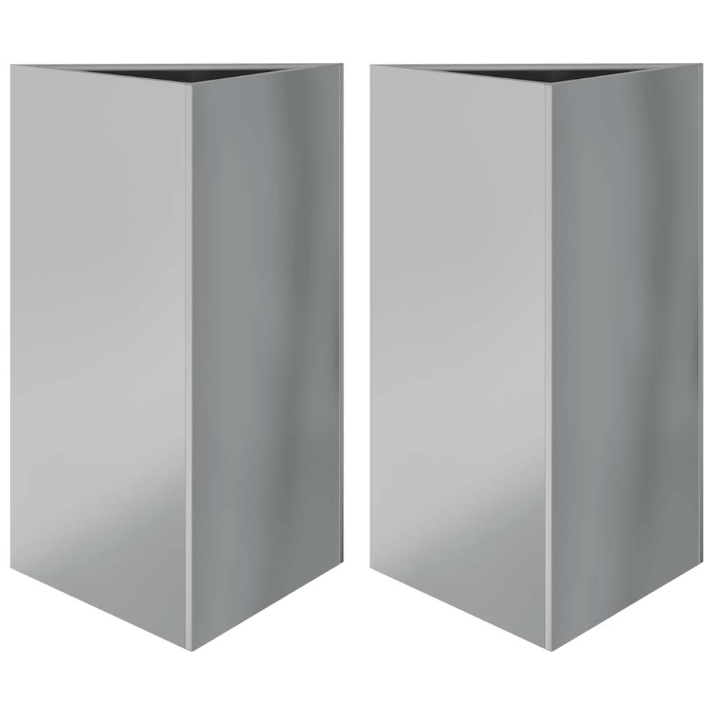 plantekasser 2stk. 50x43x75 cm trekantet galvaniseret stål sort