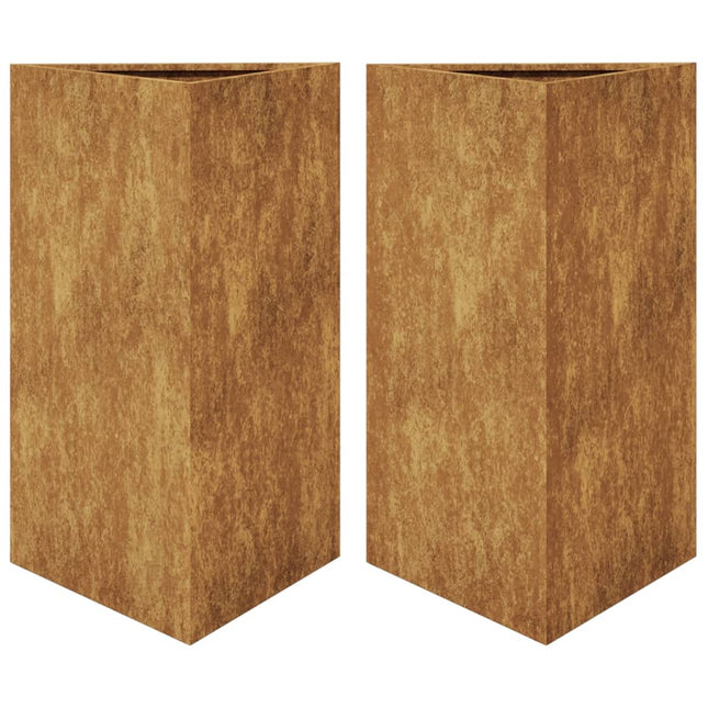Havekrukker 2 stk Trekantet 50x43x75 cm Forvitringsstål