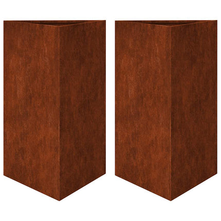 Havekrukker 2 stk Trekantet 50x43x75 cm Forvitringsstål