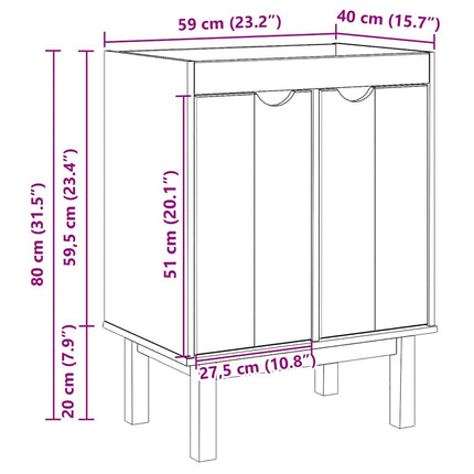 underskab til håndvask OTTA 59x40x80 cm massivt fyrretræ