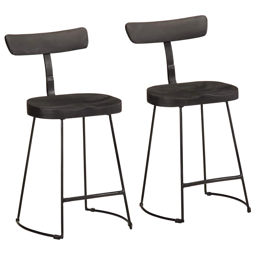 vidaXL barstole 2 stk. 49x43x79 cm massivt mangotræ sort