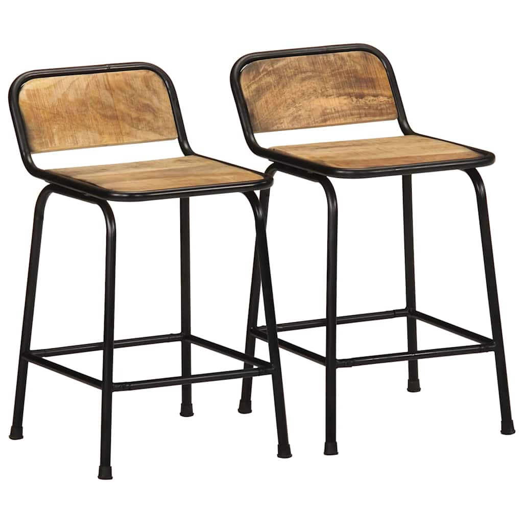 barstole 2 stk. 46x35,5x70 cm massivt ru mangotræ billede