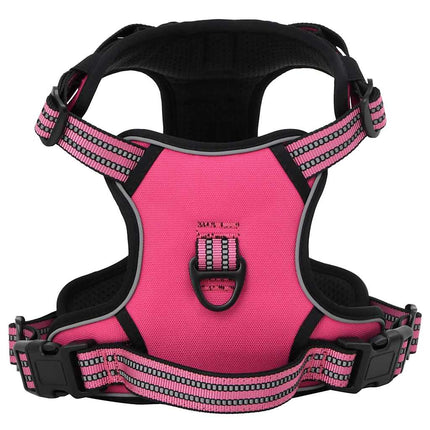hundesele med refleksstriber str. L justerbar pink