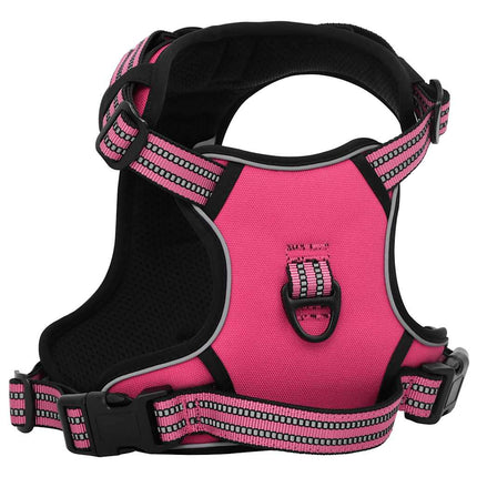hundesele med refleksstriber str. L justerbar pink