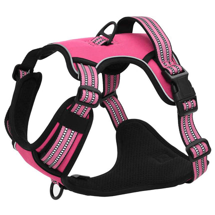 hundesele med refleksstriber str. L justerbar pink