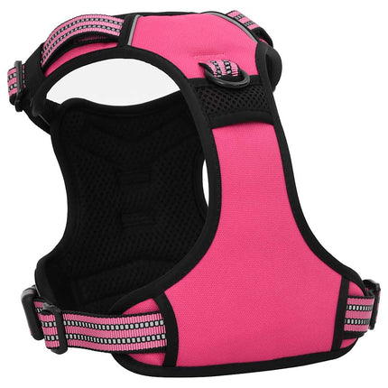 hundesele med refleksstriber str. L justerbar pink
