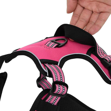hundesele med refleksstriber str. L justerbar pink